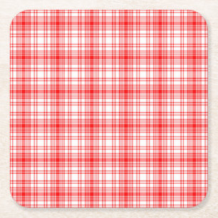 Dessous-de-verre Carré En Papier Plaid rouge