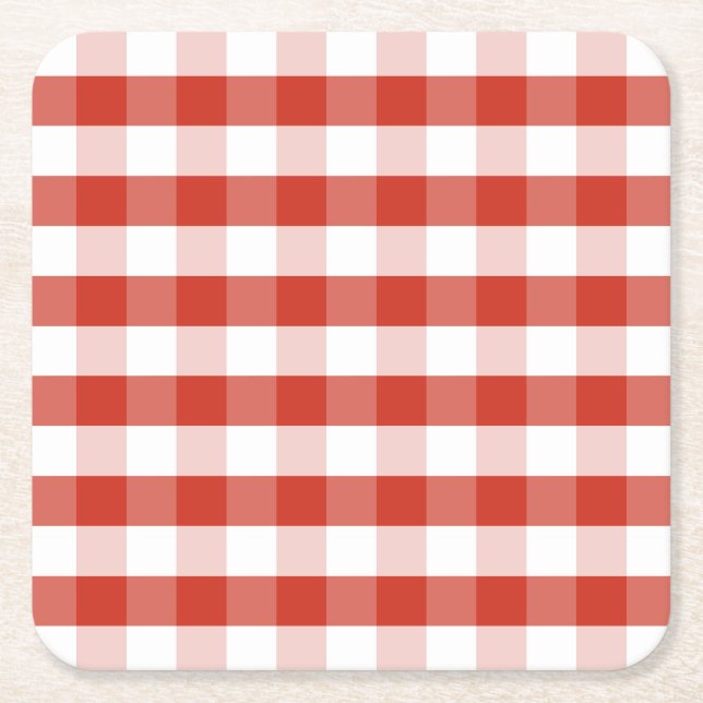 Dessous-de-verre Carré En Papier Plaid rouge et blanc de dahlia luxuriant de (Devant)