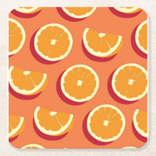 Dessous-de-verre Carré En Papier "Plaisir aux agrumes : Vibrant Orange Fruit Print