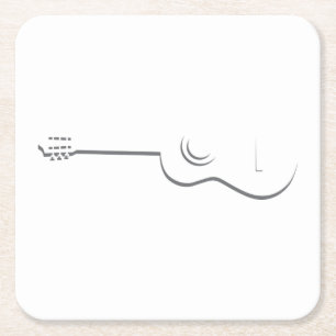 Dessous-de-verre Carré En Papier Plan de la demi-guitare