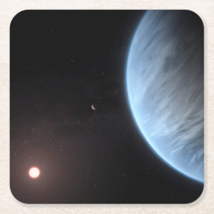 Dessous-de-verre Carré En Papier Planète K2-18b, Étoile Hôte Et Planète Accompagnan
