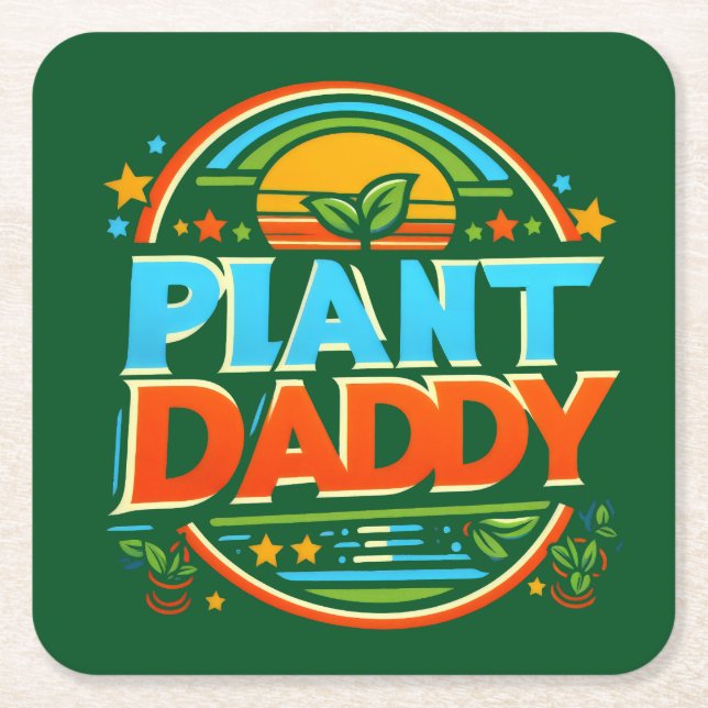 Dessous-de-verre Carré En Papier Plante Papa Houseplants Jardinage Paysage Dads (Devant)