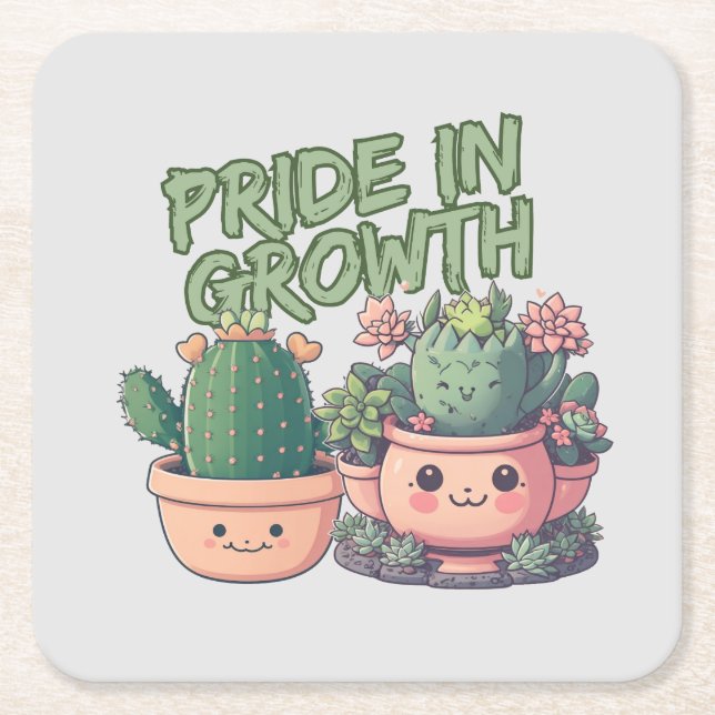 Dessous-de-verre Carré En Papier Plantes succulents (Devant)