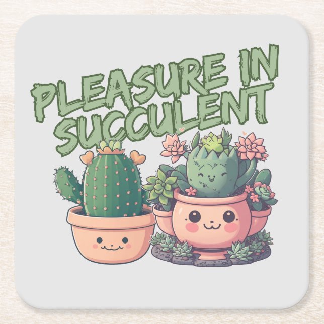 Dessous-de-verre Carré En Papier Plantes succulents (Devant)
