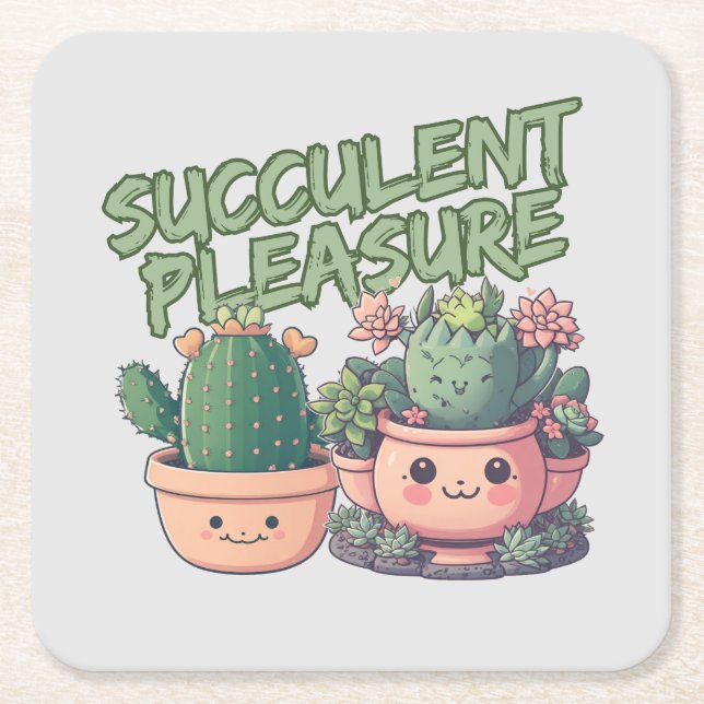 Dessous-de-verre Carré En Papier Plantes succulents (Devant)