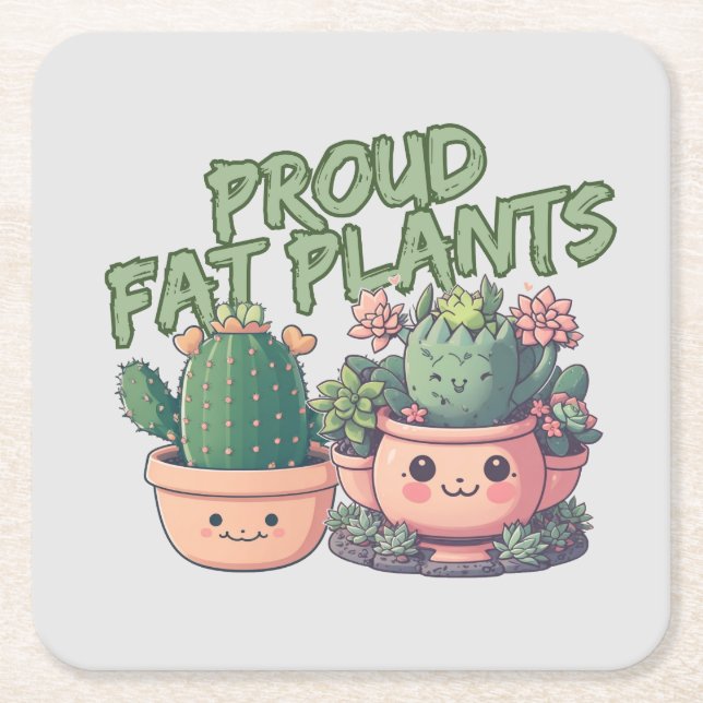 Dessous-de-verre Carré En Papier Plantes succulents (Devant)