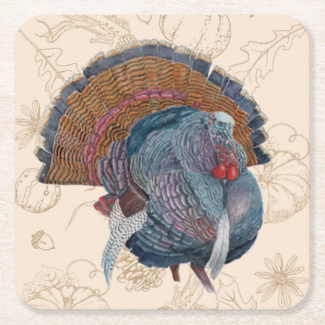 Dessous-de-verre Carré En Papier Plaques Turquie Thanksgiving (Devant)