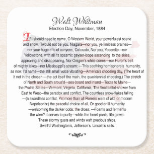 Dessous-de-verre Carré En Papier Poésie de Walt Whitman élégante