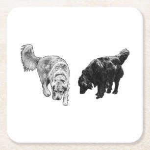 Dessous-de-verre Carré En Papier Poignée de point d'aération — Retriever Duo