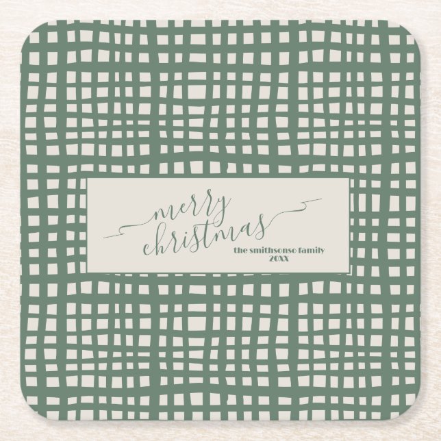 Dessous-de-verre Carré En Papier Poinsettia Sage Ivory Christmas elegant (Devant)