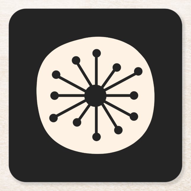 Dessous-de-verre Carré En Papier Point atomique du milieu du siècle mignon Rétro No (Devant)