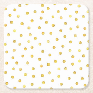 Dessous-de-verre Carré En Papier Points élégants de confettis de feuille d'or