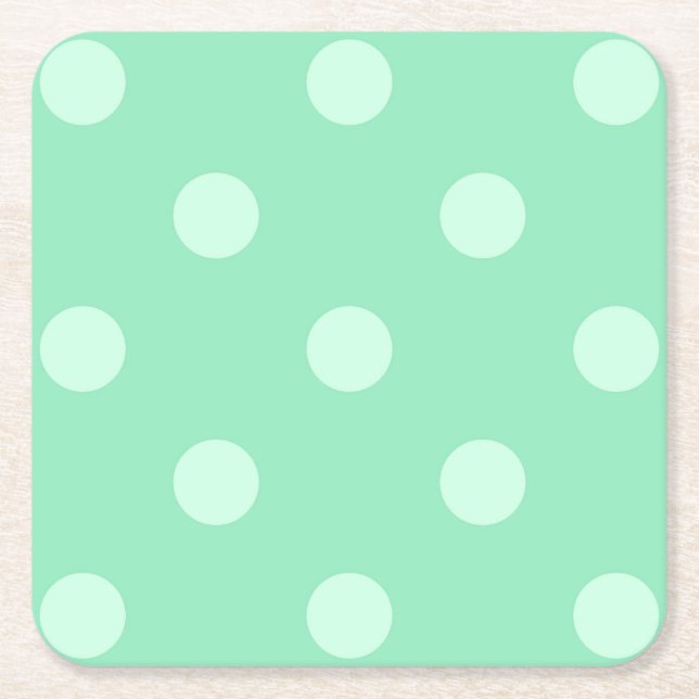 Dessous-de-verre Carré En Papier Points verts rustiques de menthe légère Classic Él (Devant)