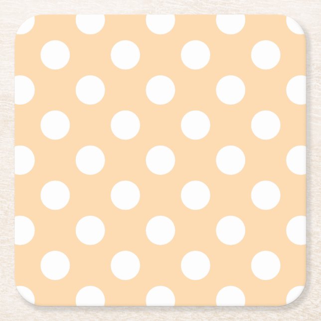 Dessous-de-verre Carré En Papier Pois blancs sur beige (Devant)