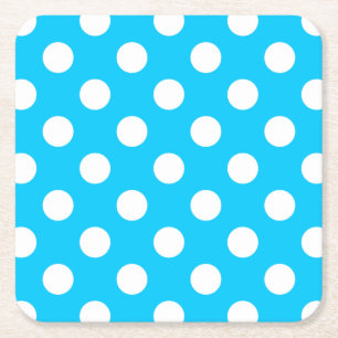 Dessous-de-verre Carré En Papier Pois blancs sur bleu électrique