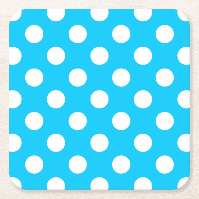 Dessous-de-verre Carré En Papier Pois blancs sur bleu électrique (Devant)