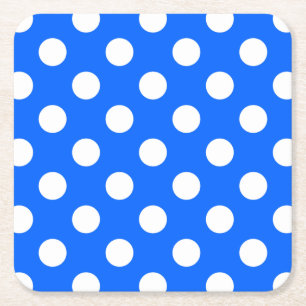 Dessous-de-verre Carré En Papier Pois blancs sur bleu royal
