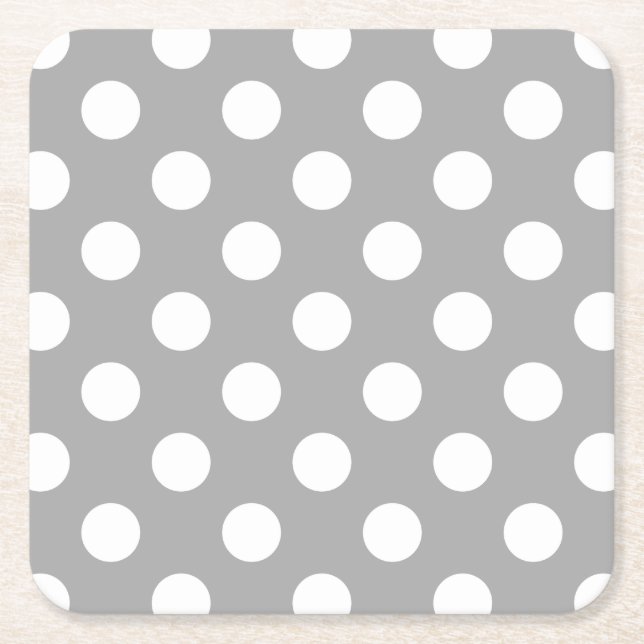 Dessous-de-verre Carré En Papier Pois blancs sur gris (Devant)