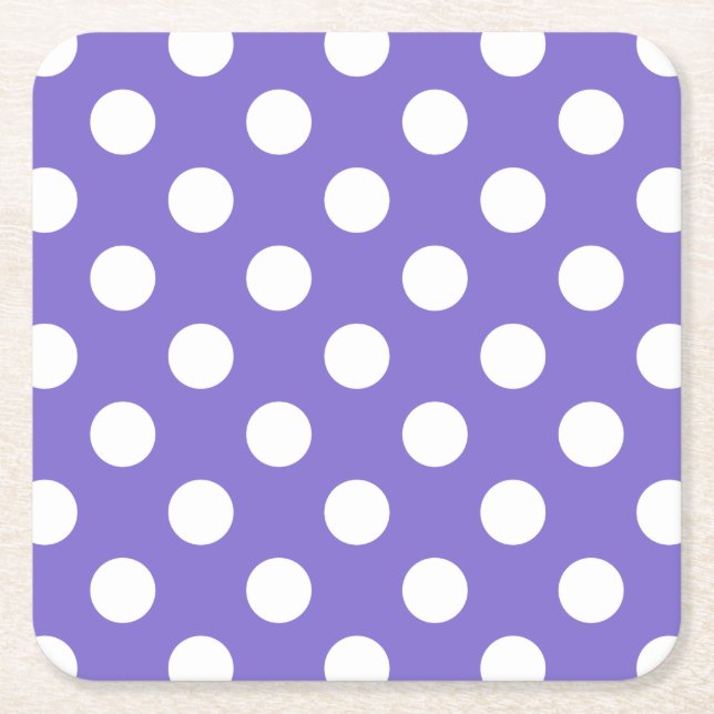 Dessous-de-verre Carré En Papier Pois blancs sur perwinkle (Devant)