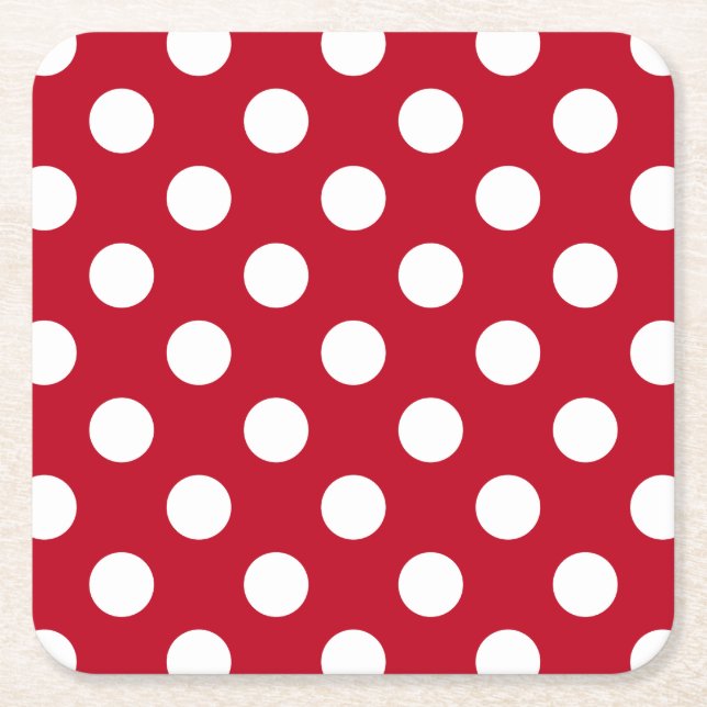 Dessous-de-verre Carré En Papier Pois blancs sur rouge (Devant)