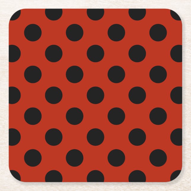 Dessous-de-verre Carré En Papier Pois noirs en rouge (Devant)