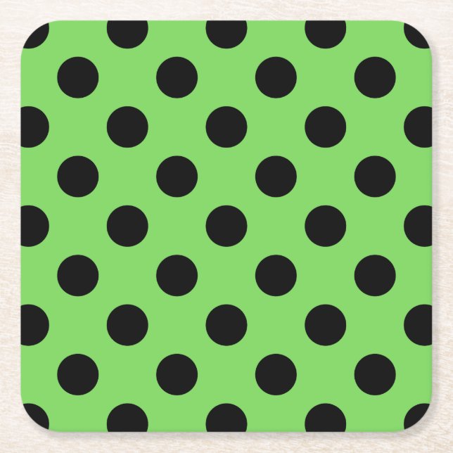 Dessous-de-verre Carré En Papier Pois noirs sur vert citron (Devant)