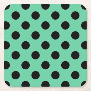 Dessous-de-verre Carré En Papier Pois noirs sur vert menthe