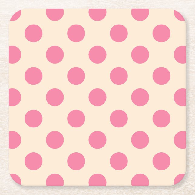 Dessous-de-verre Carré En Papier Pois roses à la crème (Devant)