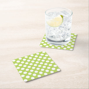 Dessous-de-verre Carré En Papier Pois verts, Motif à points Polka, points, pointill