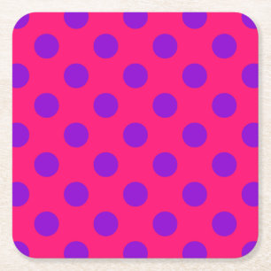 Dessous-de-verre Carré En Papier Pois violets sur cerise
