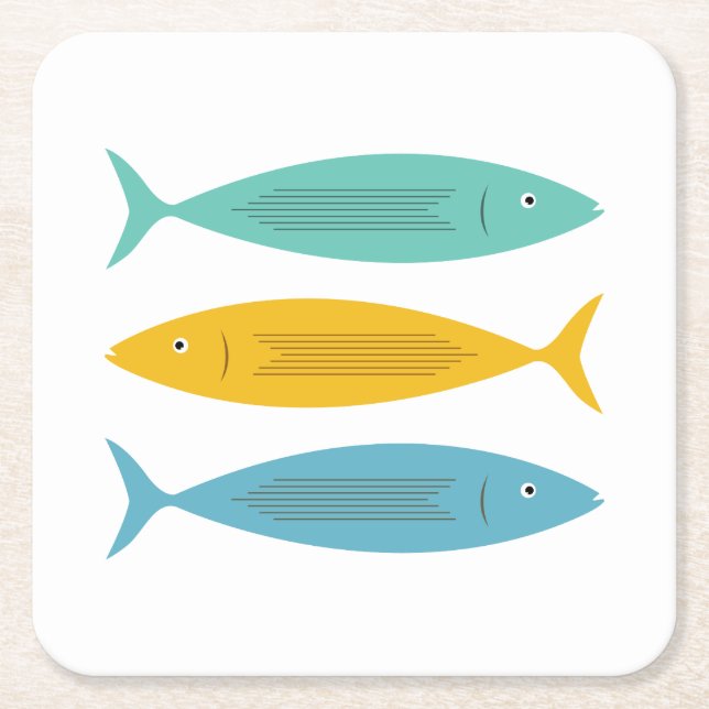 Dessous-de-verre Carré En Papier Poisson empilé (Devant)