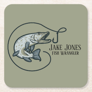 Dessous-de-verre Carré En Papier Poisson et crochet personnalisé