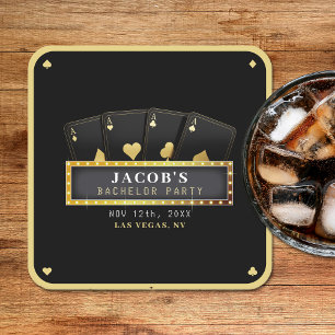 Dessous-de-verre Carré En Papier Poker Aces Black & Gold Bachelor