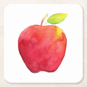 Dessous-de-verre Carré En Papier Pomme d'aquarelle rouge