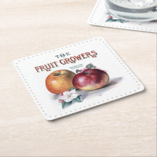 Dessous-de-verre Carré En Papier Pommes vintages à fleurs Les producteurs de fruits