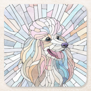 Dessous-de-verre Carré En Papier Poodle - mosaïque pastel