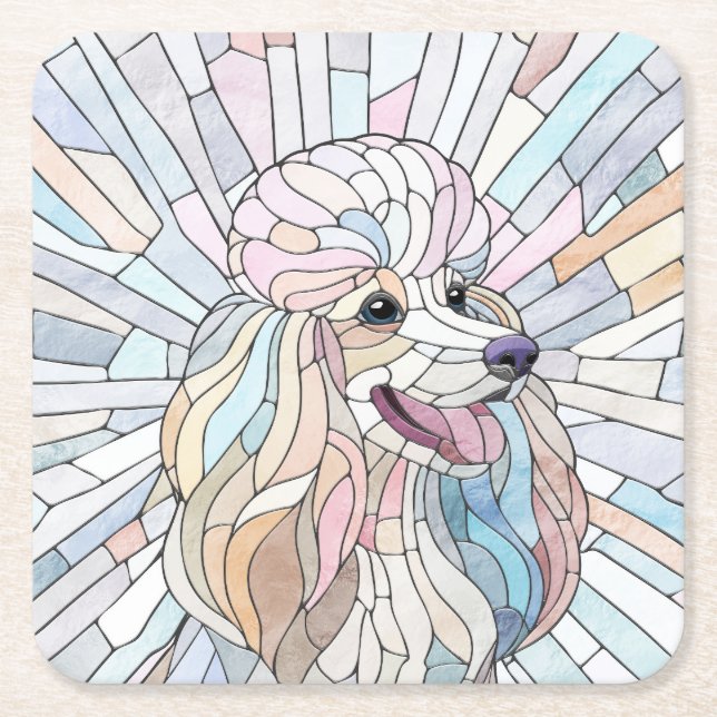 Dessous-de-verre Carré En Papier Poodle - mosaïque pastel (Devant)