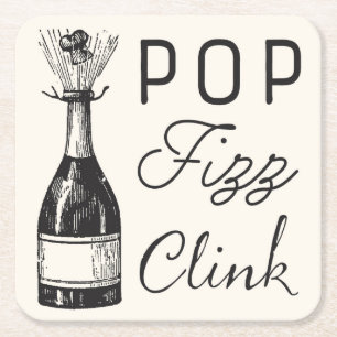 Dessous-de-verre Carré En Papier Pop Fizz Clink Champaigne Vintage