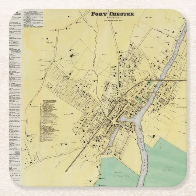 Dessous-de-verre Carré En Papier Port Chester, NY (Devant)