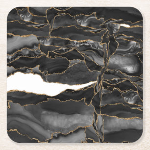 Dessous-de-verre Carré En Papier Porte de Parties scintillant noir et or