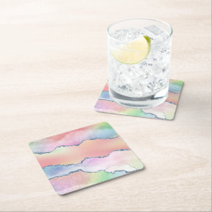 Dessous-de-verre Carré En Papier Porte de pêche   Pretty Soft Pastel Aquarelle Ombr
