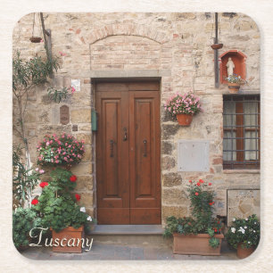 Dessous-de-verre Carré En Papier Porte en bois Toscane Italie personnalisée