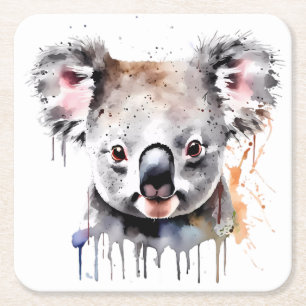 Dessous-de-verre Carré En Papier Portrait de l'ours Koala