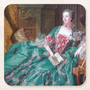 Dessous-de-verre Carré En Papier Portrait de Madame Pompadour, Boucher, 1756