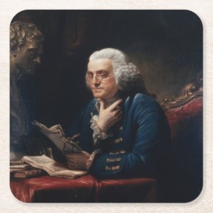 Dessous-de-verre Carré En Papier Portrait de pouce, Benjamin Franklin Père fondateu