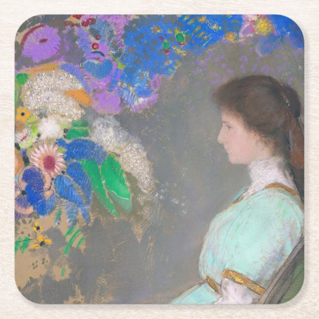 Dessous-de-verre Carré En Papier Portrait de Violette Heymann, Redon (Devant)