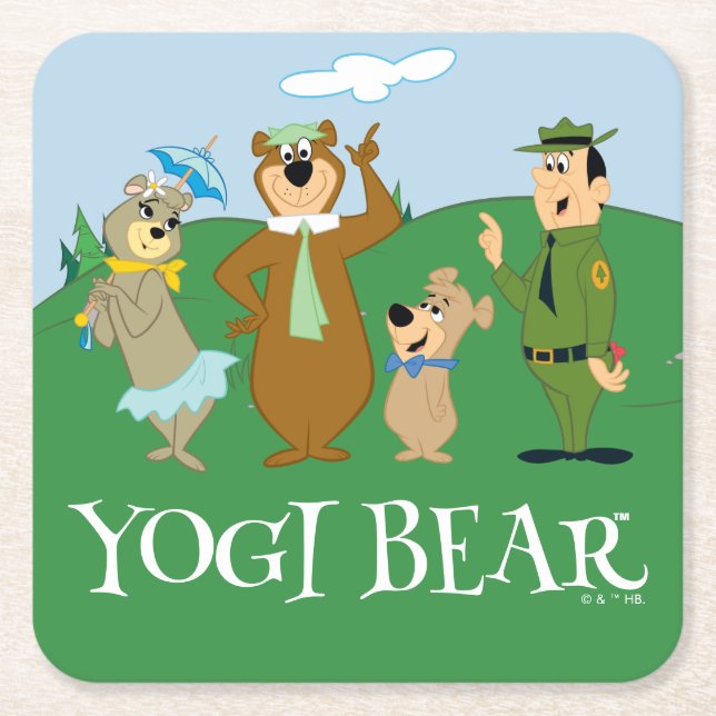 Dessous-de-verre Carré En Papier Pose classique Yogi Bear and Friends (Devant)