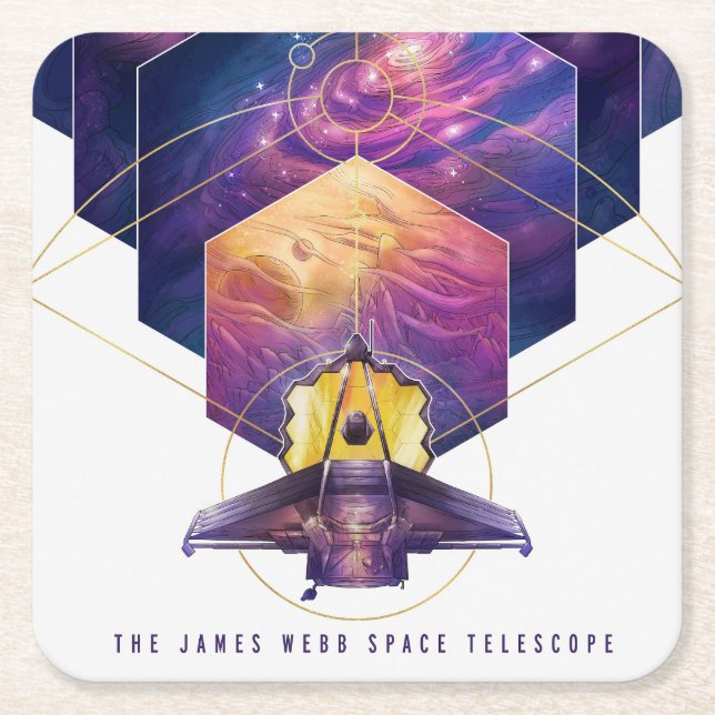 Dessous-de-verre Carré En Papier Poster du télescope spatial James Webb. (Devant)