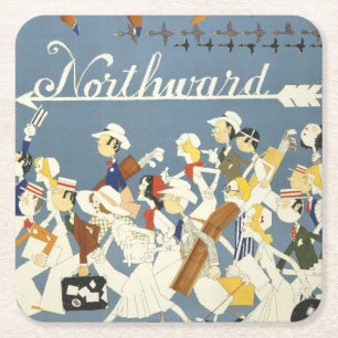 Dessous-de-verre Carré En Papier Poster Vintage voyage Pour The New Haven R.R.