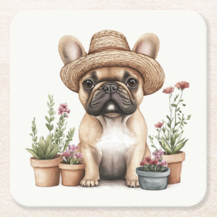 Dessous-de-verre Carré En Papier Pots de fleurs de jardinage de Bulldog